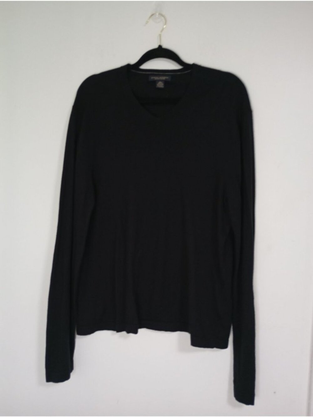Banana Republic Black Luxury Blend V-Neck Long Sleeve Sweater L Cotton Silk Cash
